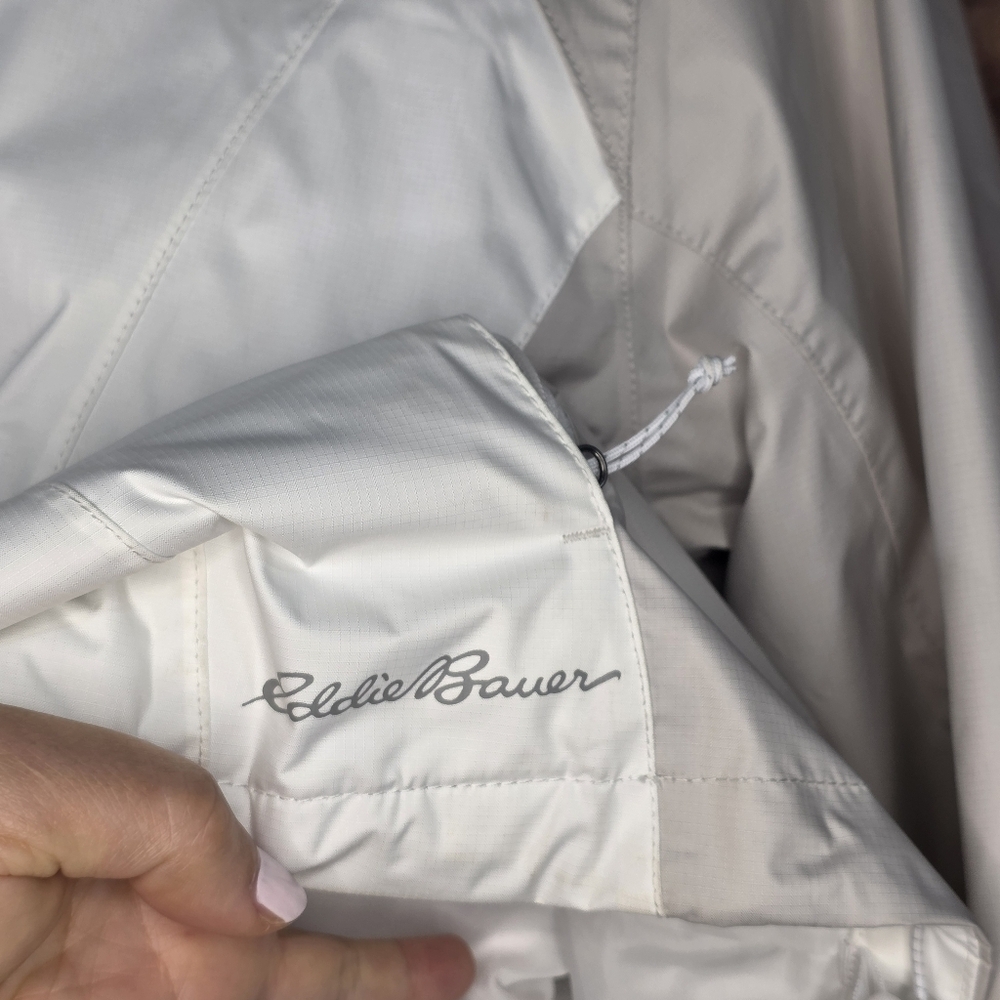 Eddie Bauer Weatheredge Jacket Water Resistant Lined Shell Cream White Taupe L - Picture 5 of 16